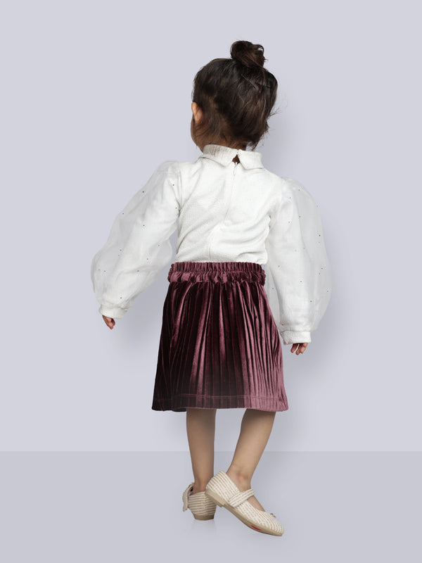 Peppermint Girls Textured Top with Skirt 16394 2