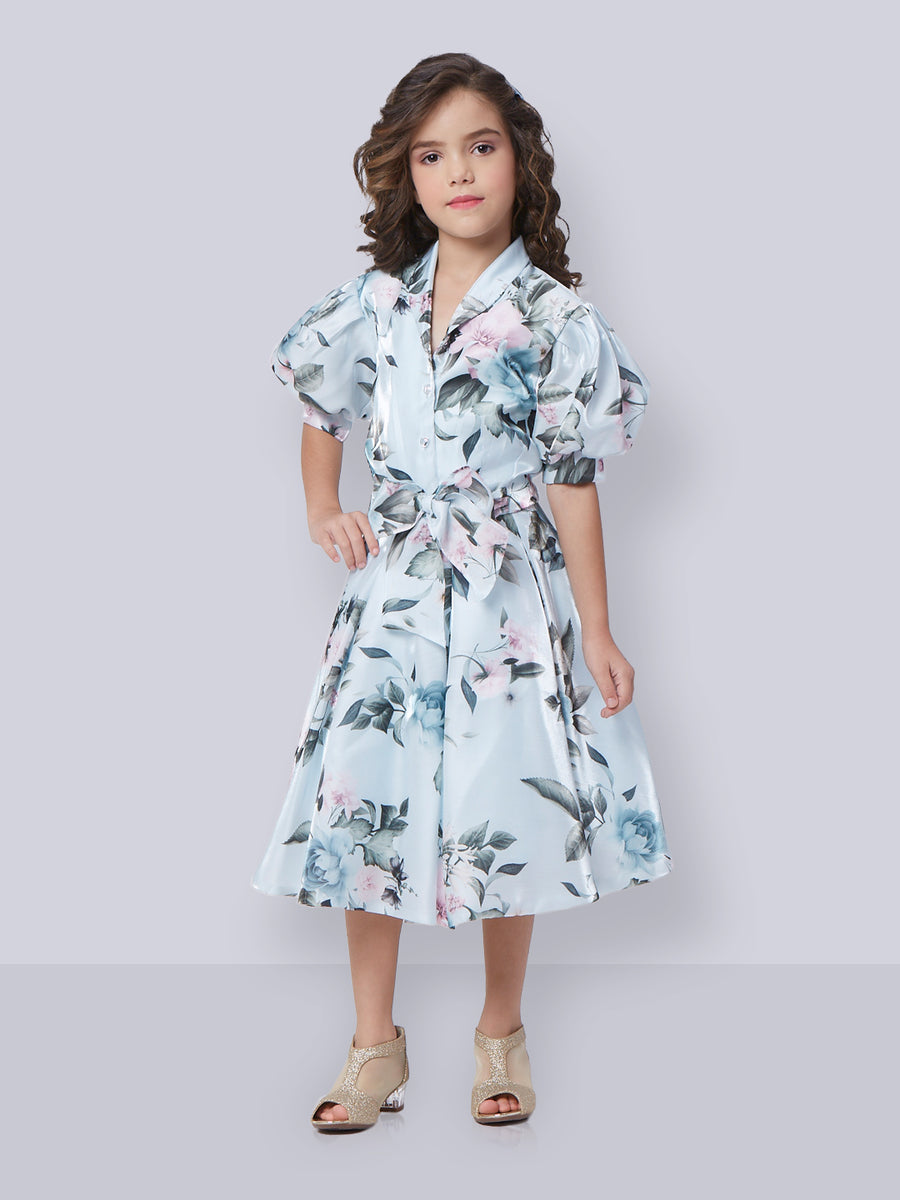 Girls Flower Bouquet Print Maxi Skirt