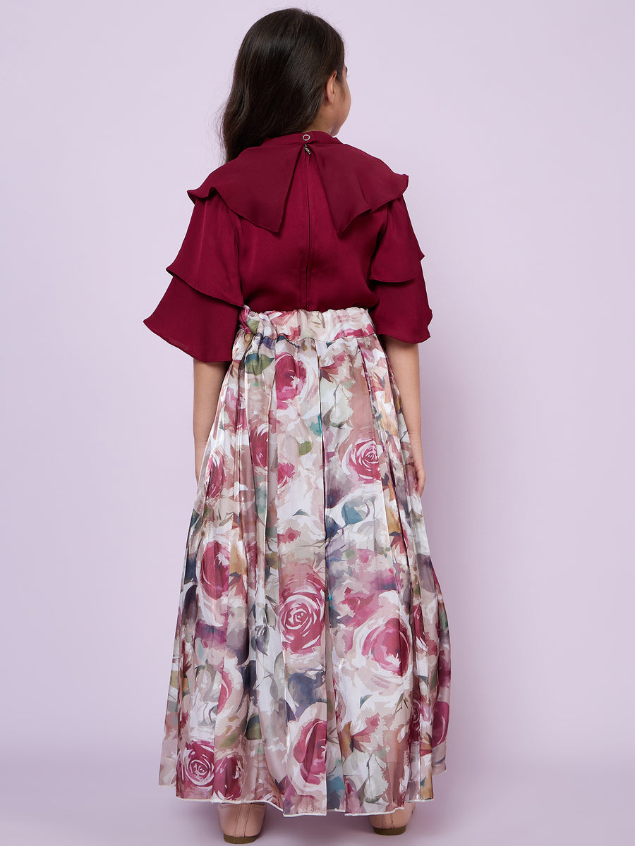 Girls Floral Print Skirt with Top 18681 | Peppermint