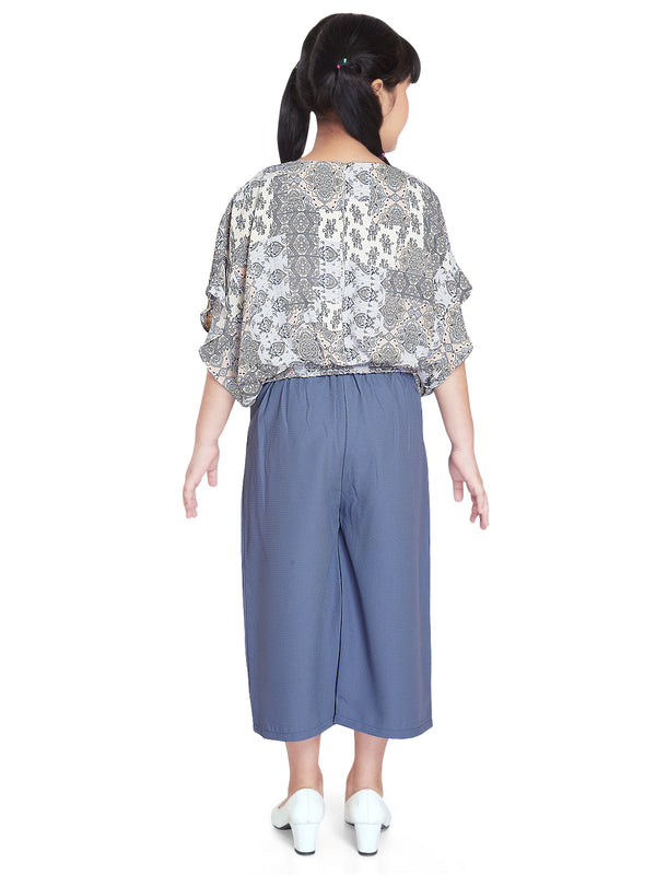 Girls Abstract Print Top with Culotte 15726