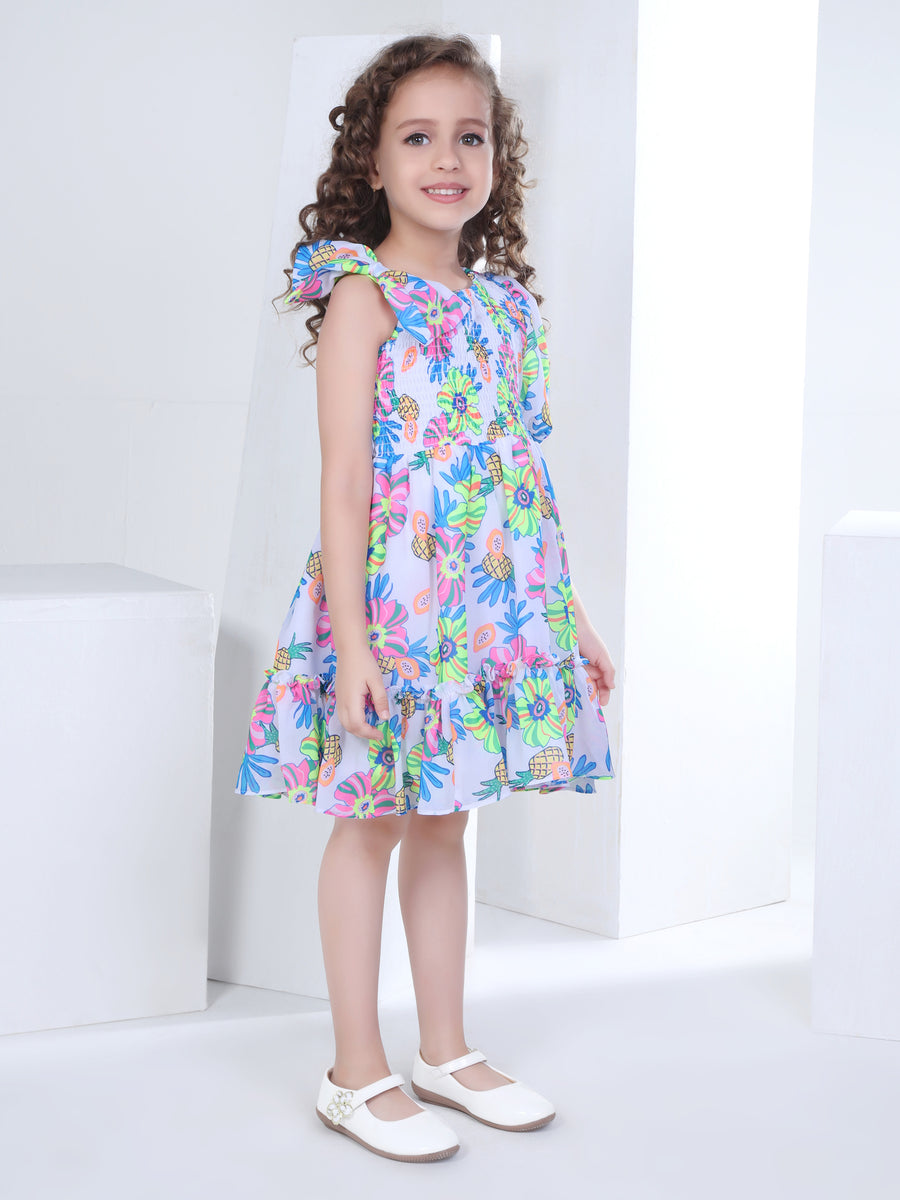 Girls Floral Print Dress 16762