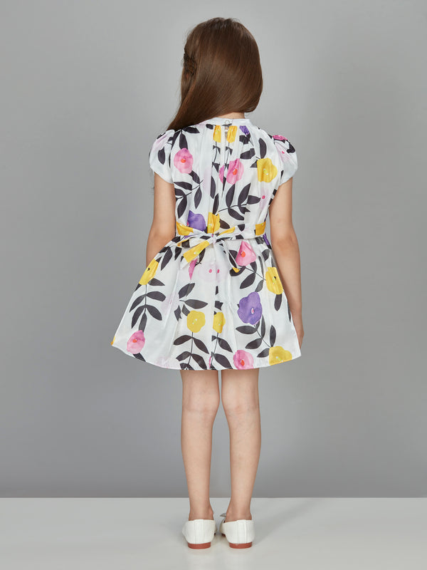 Peppermint Girls Tropical Print Dress with Belt 16806 2