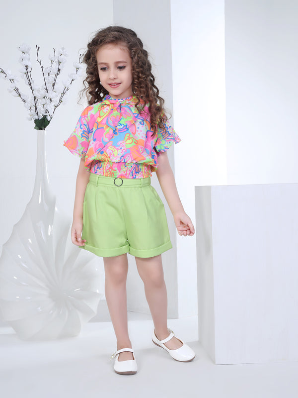 Girls Abstract Print Top with Shorts 16837