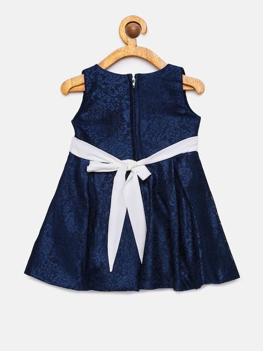Peppermint Girls Navy Blue Printed Dress 12801 2