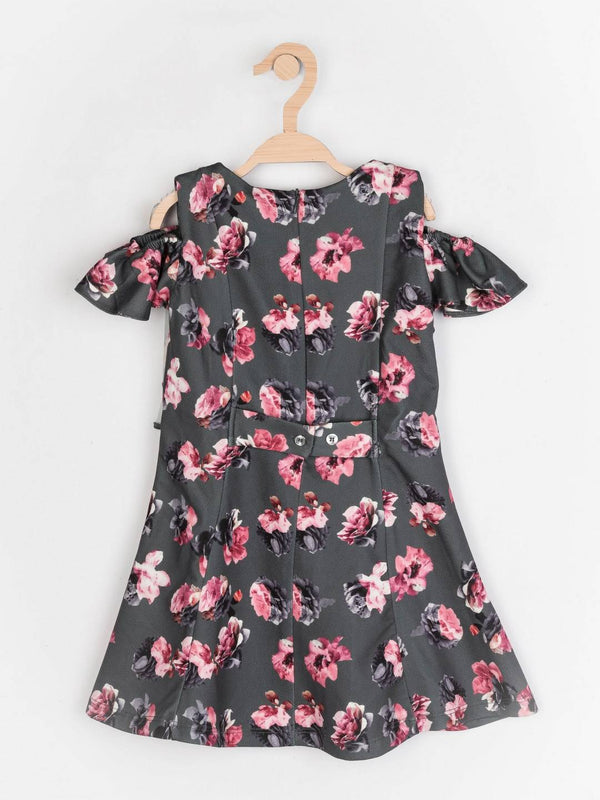Peppermint Girls Grey Printed Dress 12660 2