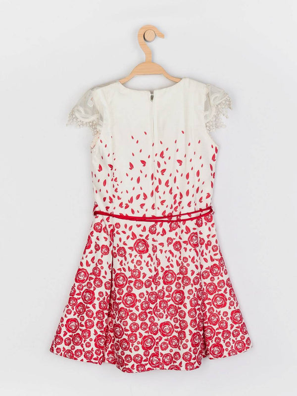 Peppermint Girls Red Printed Dress With Belt 12817 2