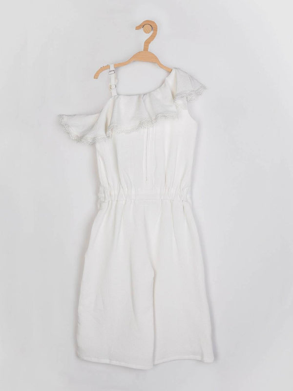 Peppermint Girls Off White Textured Jumpsuit 12418 2
