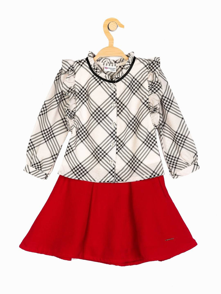 Peppermint Girls Red Printed Skirt Top Set 12309 1