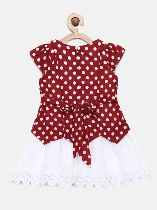 Peppermint Girls Maroon Printed Dress 12731 2