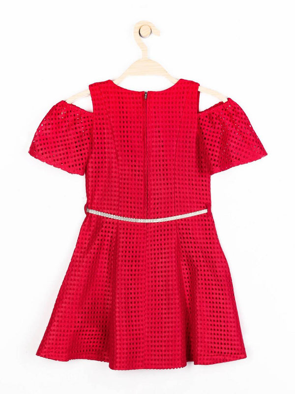 Peppermint Girls Red Printed Dress With Belt 12946 2