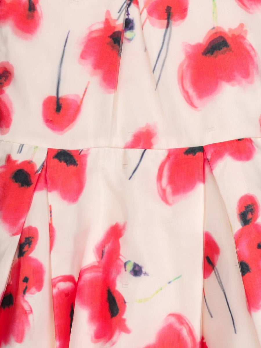Blue Organza Peach Printed Dress for Girls main image 0