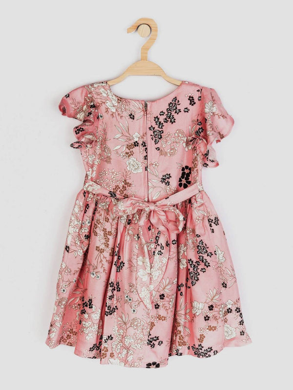Peppermint Girls Peach Printed Dress 12784 2
