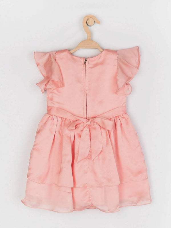 Peppermint Girls Peach Printed Dress 12983 2