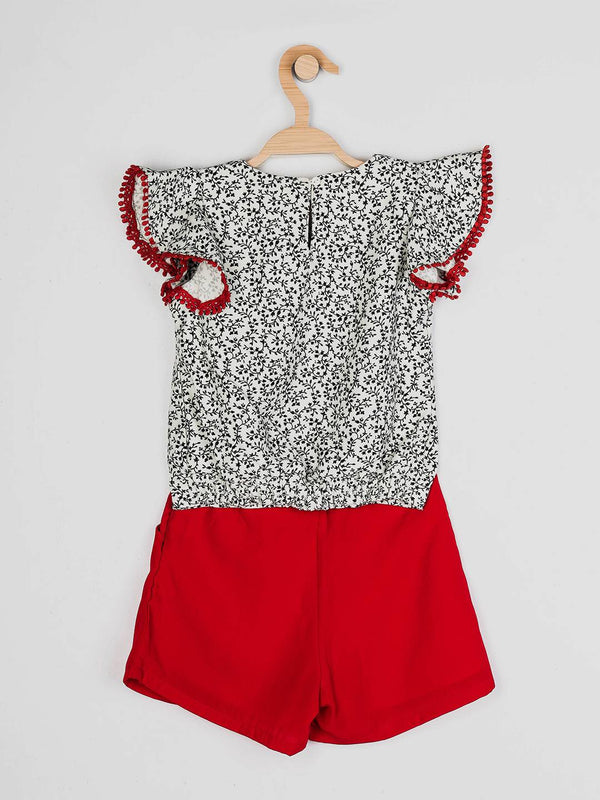 Peppermint Girls Red Printed Short Top Set 12789 2