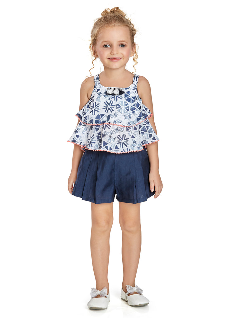 Peppermint Girls Geometric Print Shorts with Top 14686 1