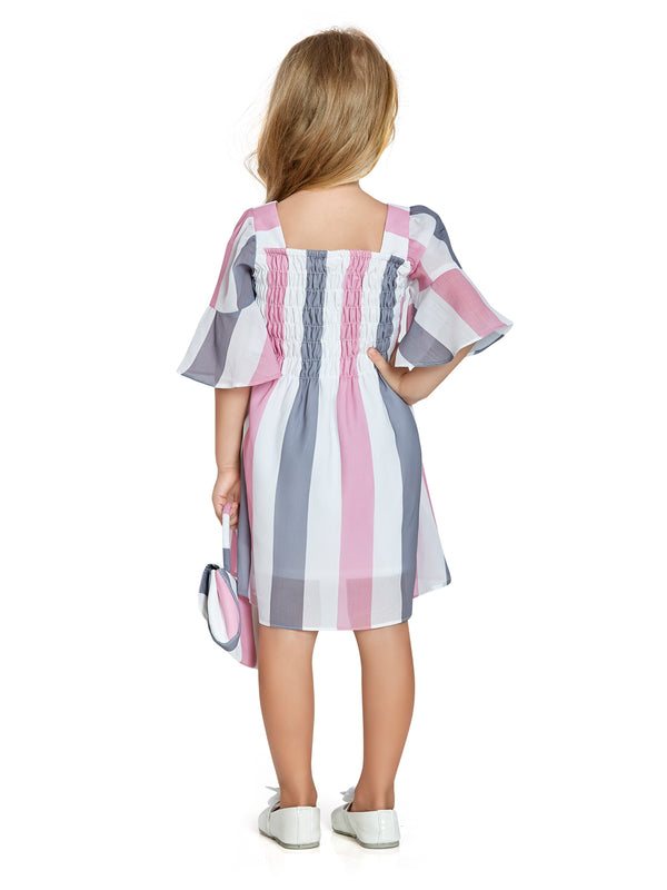 Girls Striped Dress with Purse 14689