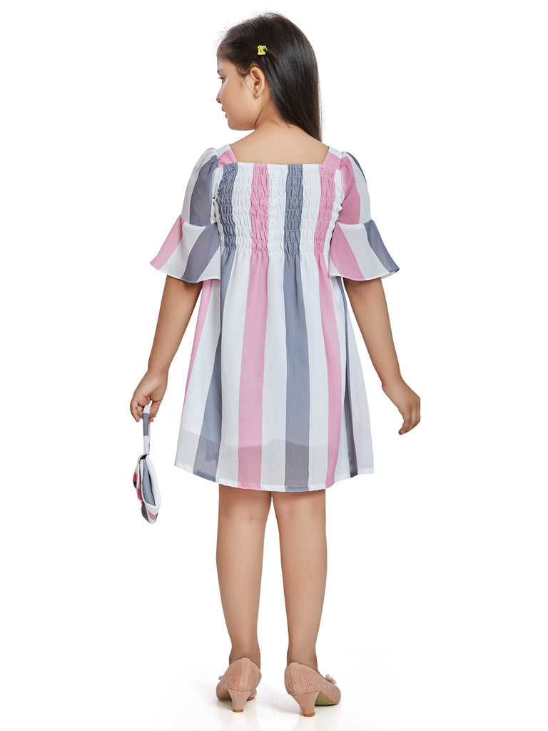 Girls Striped Dress with Purse 14706