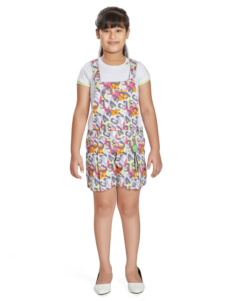 Girls Abstract Print Dungaree with Top 14959