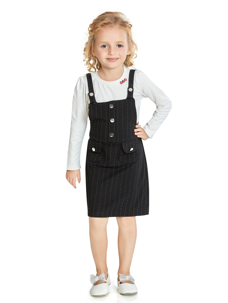 Girls Yarn Dyed Dungaree with Top 15001