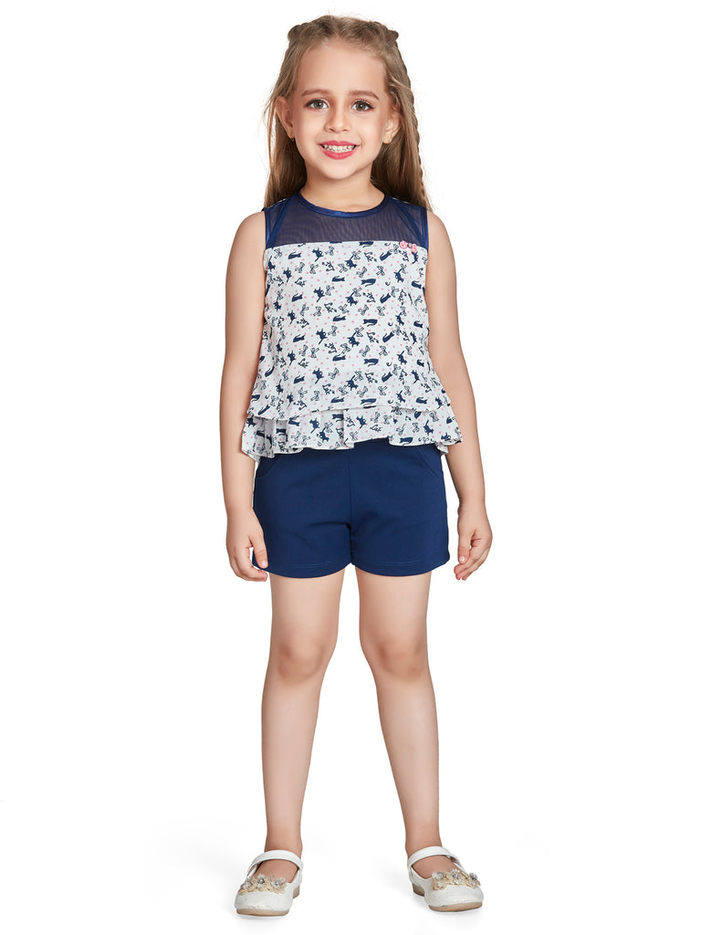Girls Animal Print Top with Short 15006