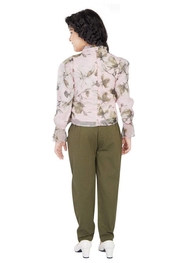 Peppermint Girls Floral Print Top with Pant 15225 2