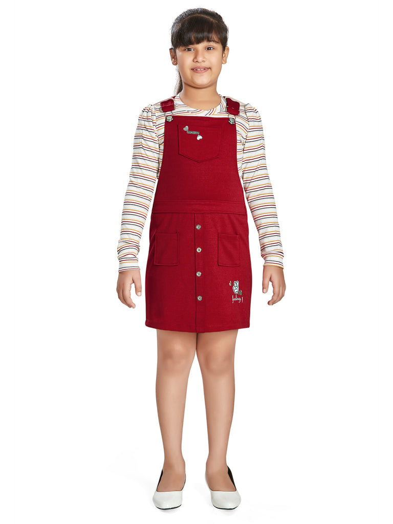 Peppermint Girls Striped Dungaree with Top 15266 1