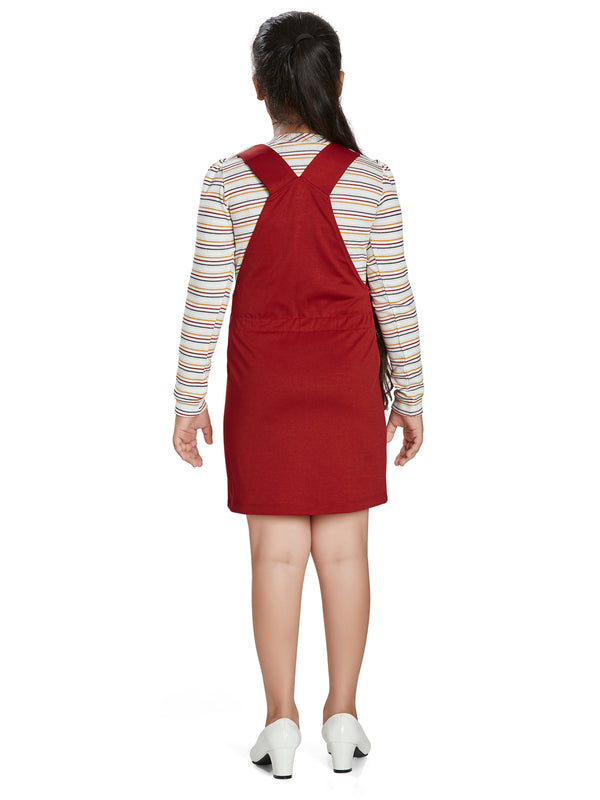 Girls Striped Dungaree with Top 15266