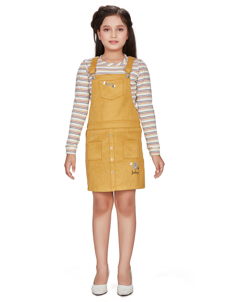 Peppermint Girls Striped Dungaree with Top 15267 1
