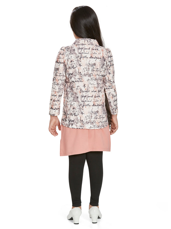 Girls Abstract Print Dress Jacket with Legging 15384