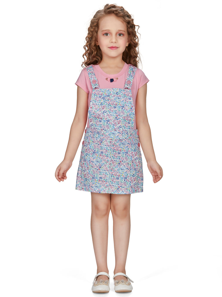 Girls Floral Print Dungaree with Top 15477