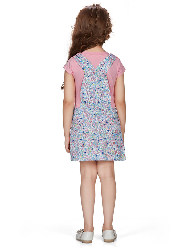 Girls Floral Print Dungaree with Top 15477