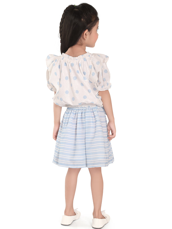 Girls Polka Dots Print Top with Skirt 17938