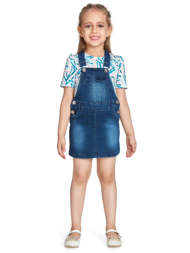 Girls Stripes Dungaree with Top 18007