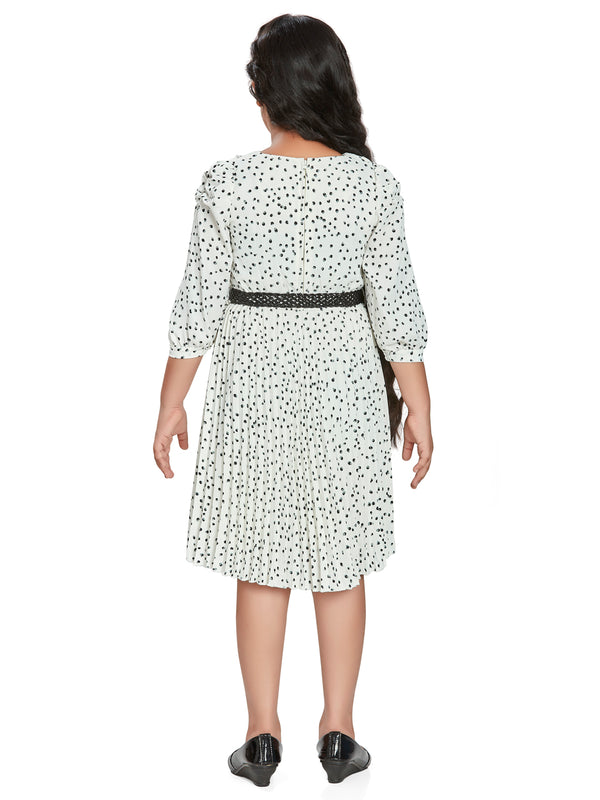 Girls Polka Dots Print Dress with Belt 18518