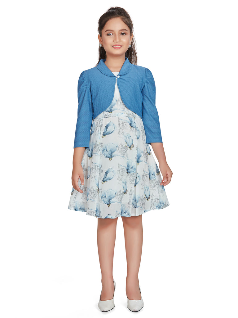 Girls Floral Print Dress with Jacket 16123