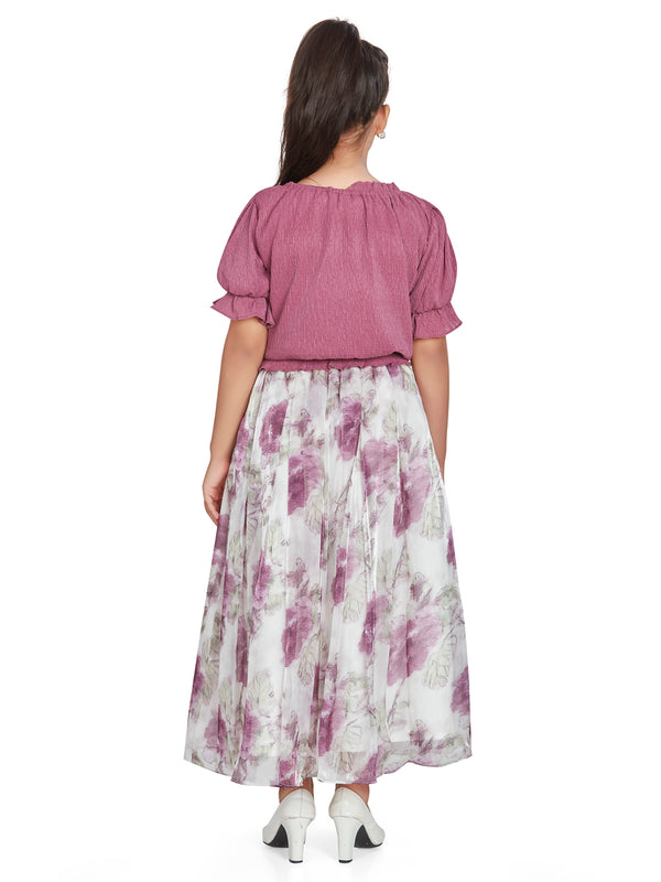 Peppermint Girls Floral Print Top with Skirt 16166 2