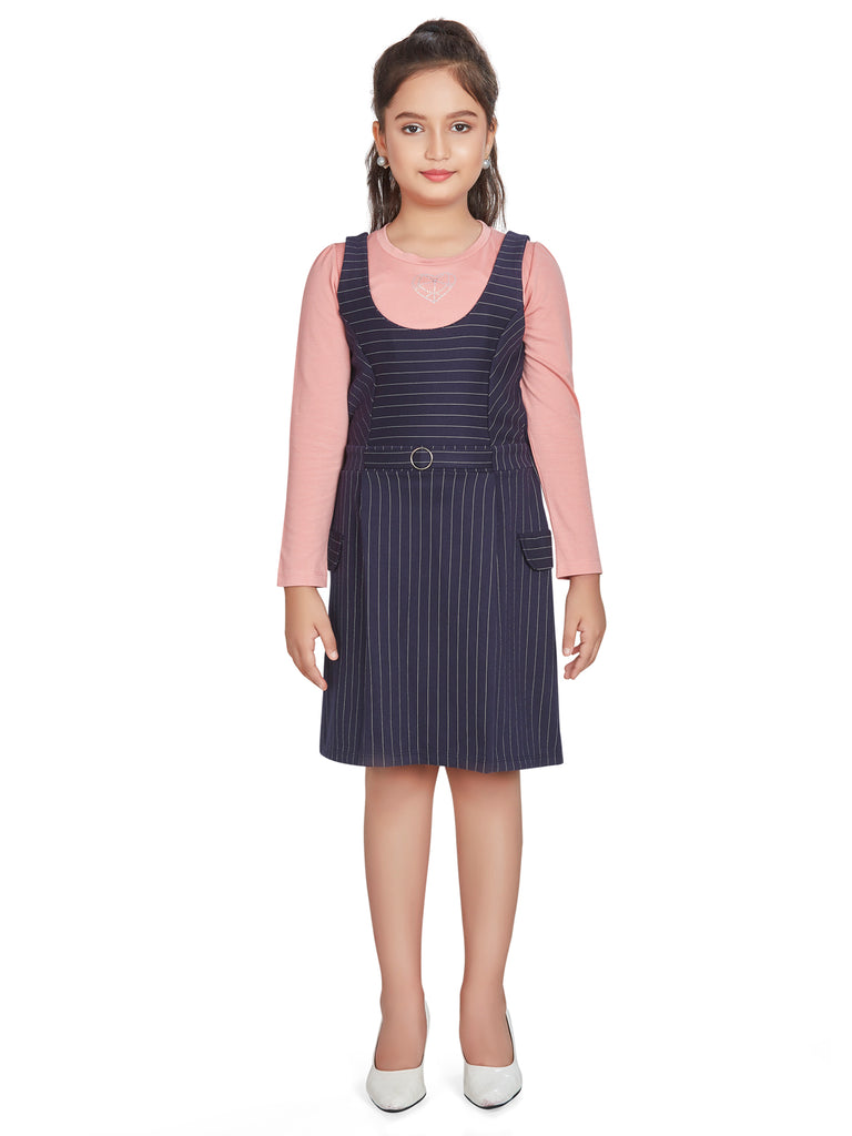 Peppermint Girls Striped Dungaree with Top 16211 1