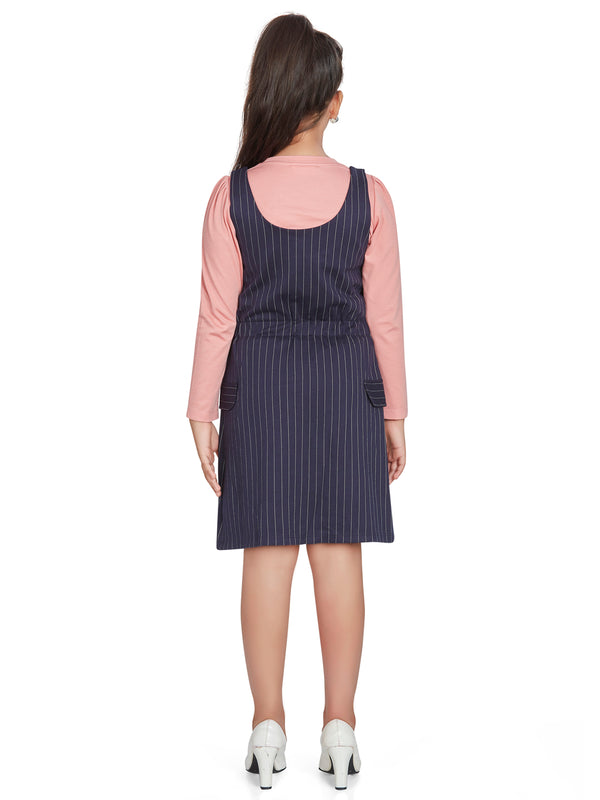 Girls Striped Dungaree with Top 16211