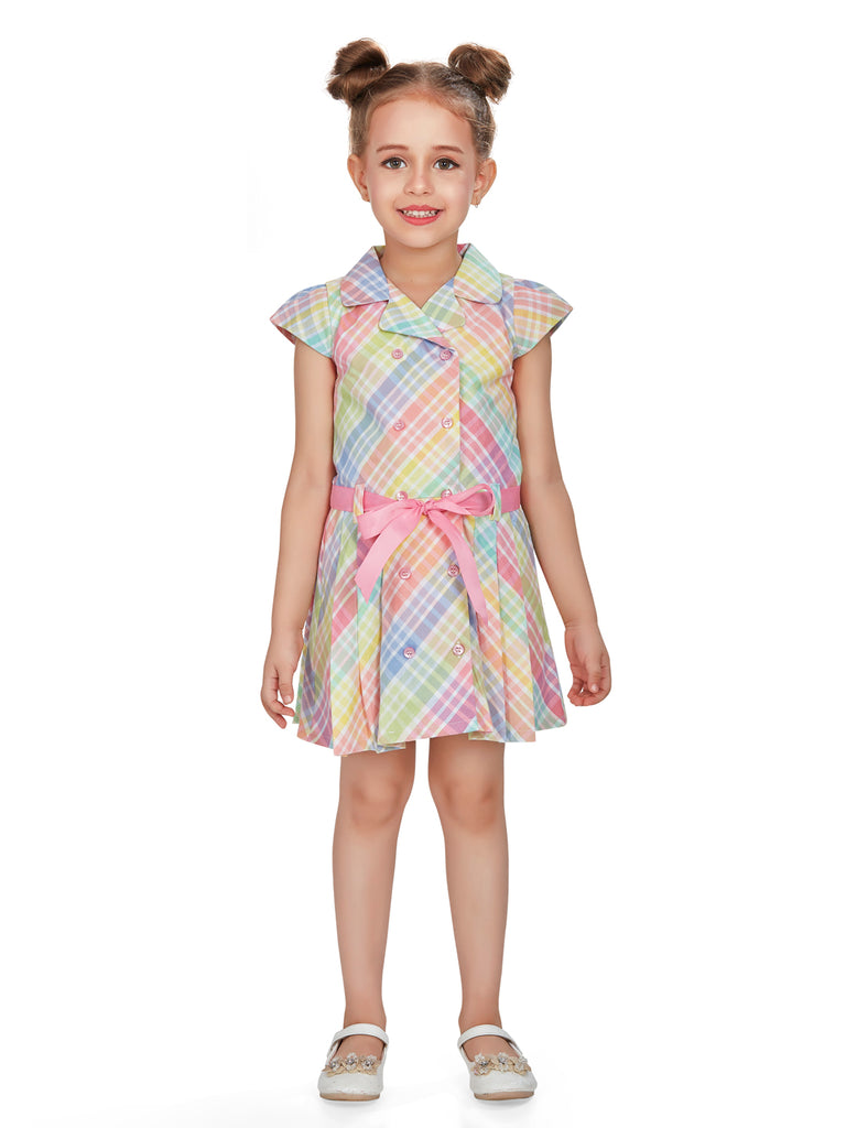 Girls Checkered Dress with Belt 16367