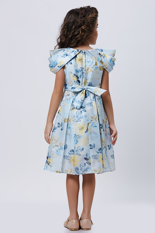 Girls Floral Print Dress with Belt 16460