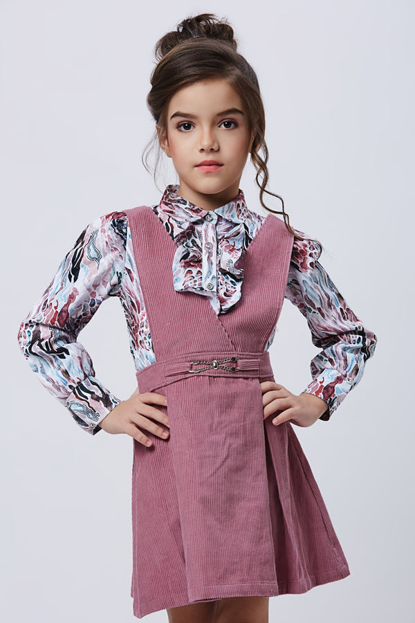 Girls Abstract Print Dungaree with Top 17043