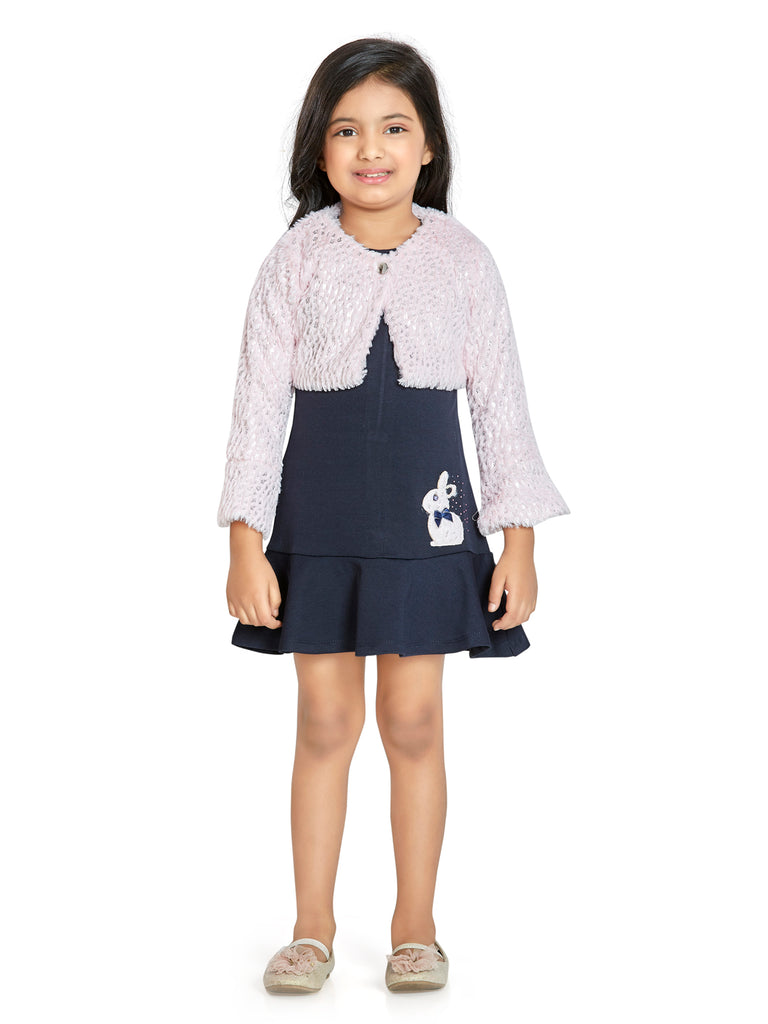 Girls Glitter Dress with Shrug 18097