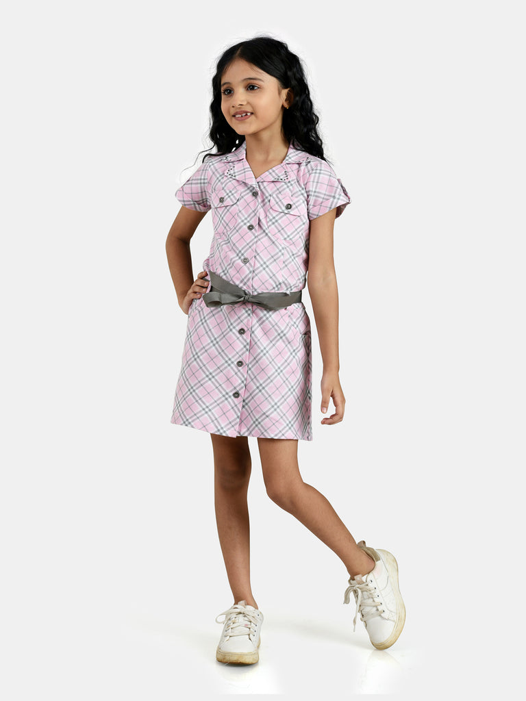 Girls Checkered Dress with Belt 18154