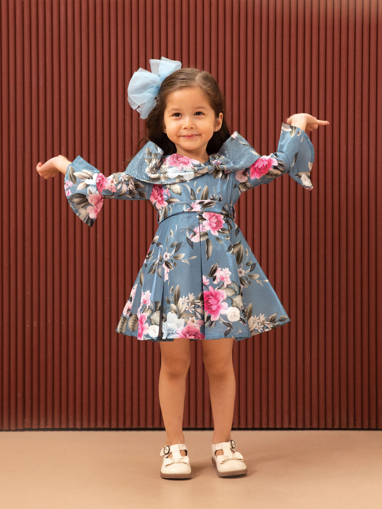 Peppermint Girls Floral Print Dress with Belt 16485 1