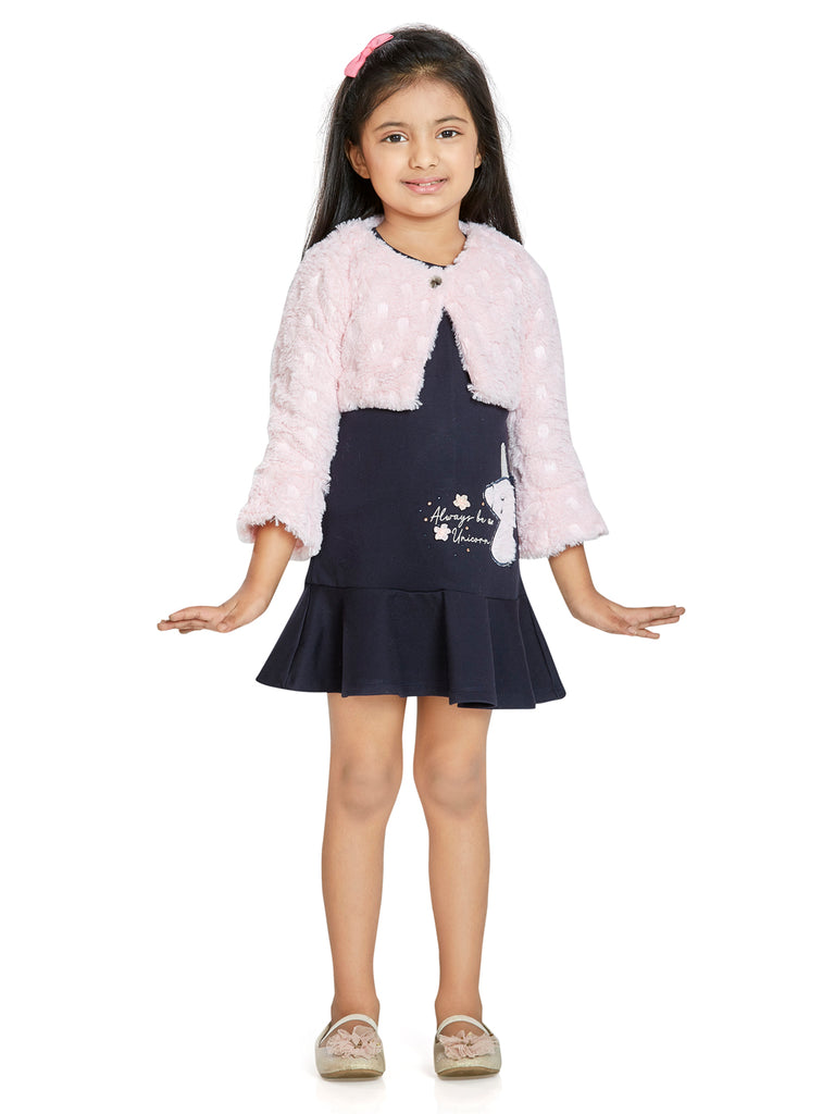 Girls Textured Dress with Shrug 18190