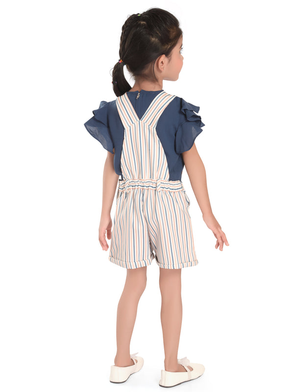 Girls Striped Dungaree with Top 15865