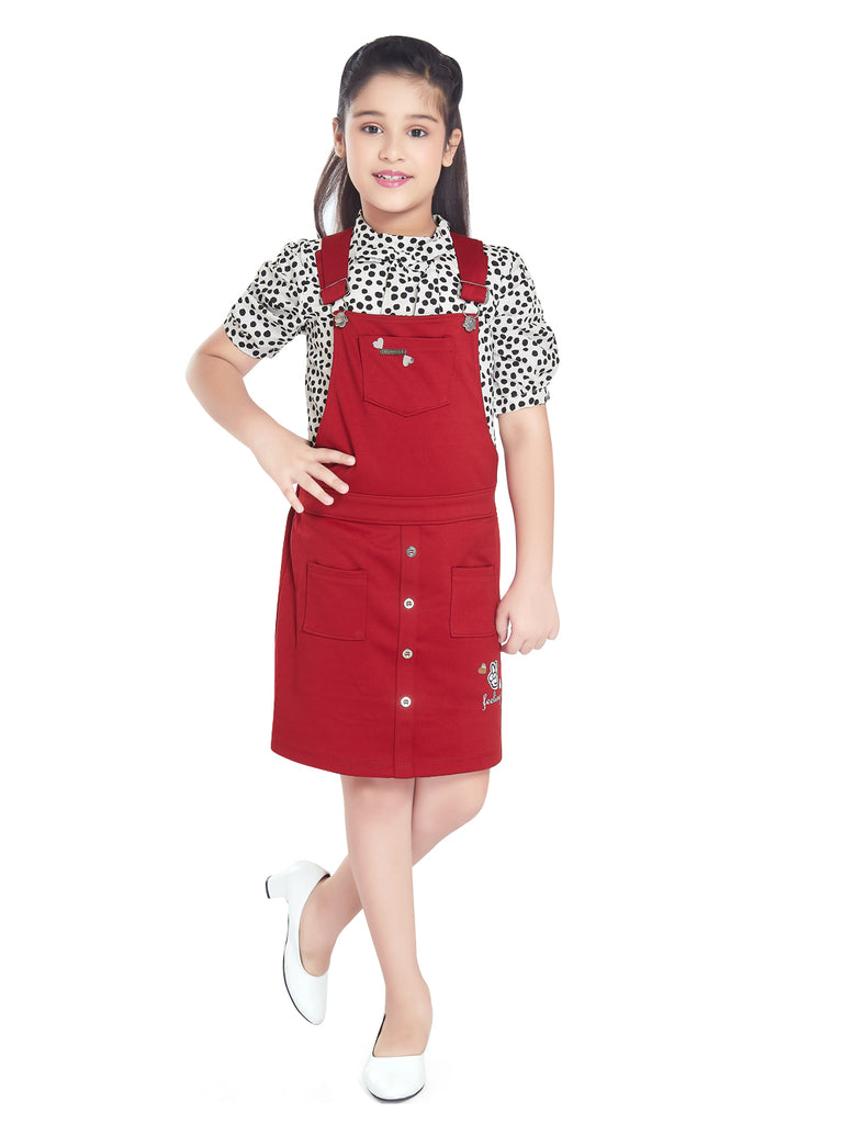 Peppermint Girls Polka Dots Print Dungaree with Top 15902 1