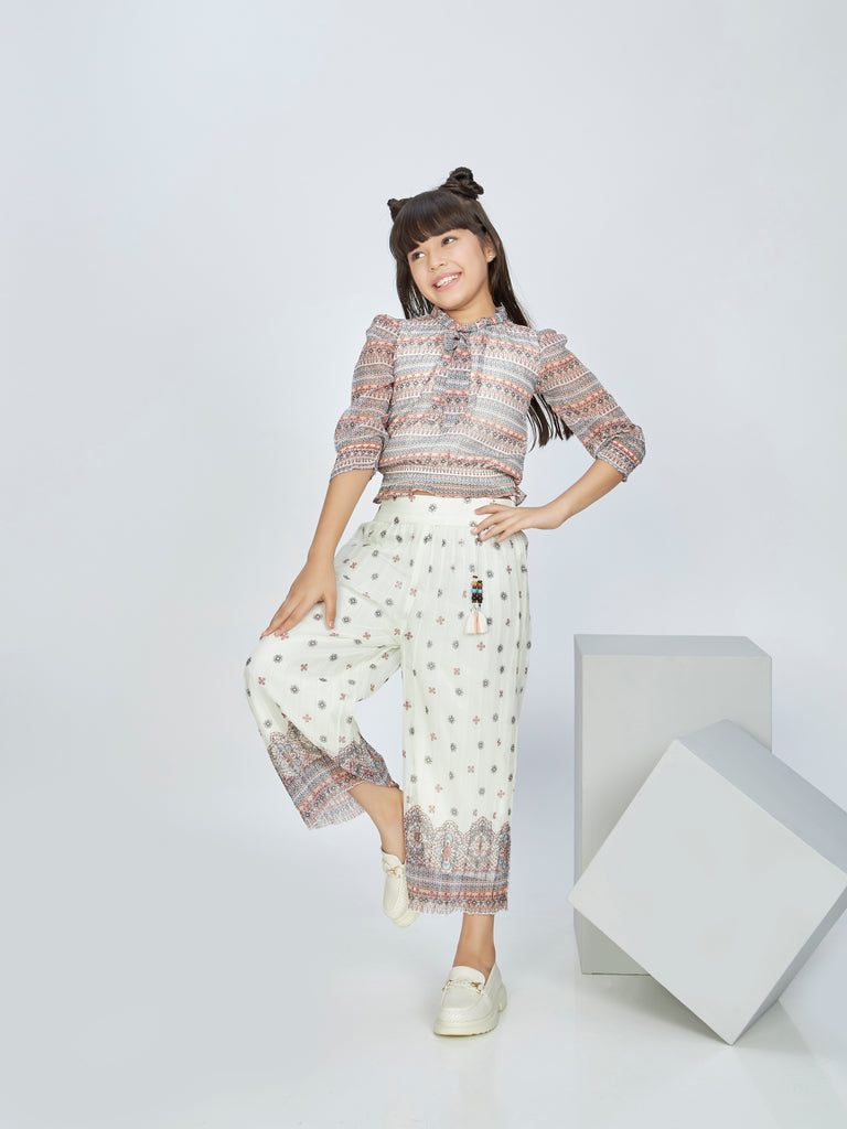 Girls Floral Print Top with Culotte 16677