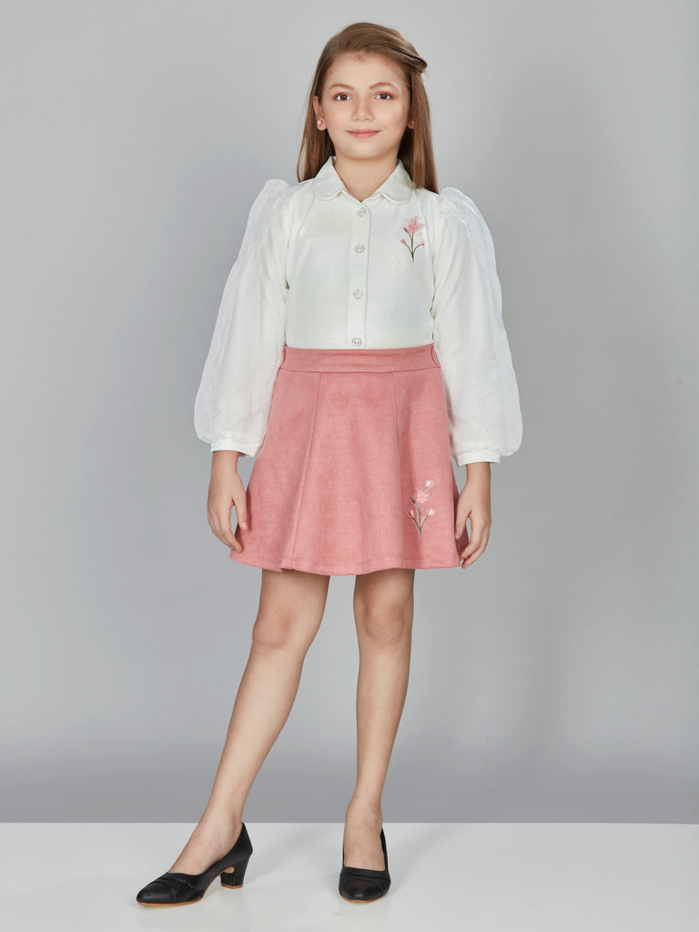 Girls Foiled Top with Skirt 16163