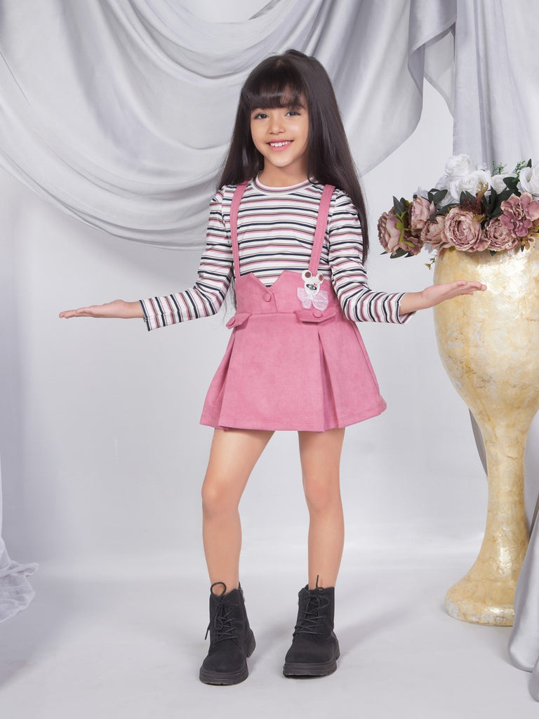 Girls Striped Dungaree with Top 16250